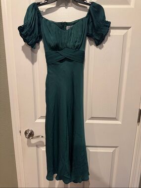 Petal & Pup Mickenna Sweetheart Tie Back Midi Dress in Teal, Brand New